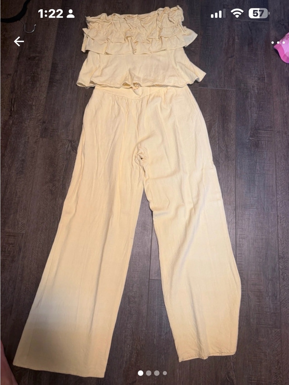 Women's yellow Wide-Leg 2 piece set with Ruffle Top